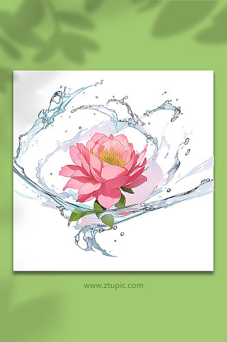 粉色创意柔性水出芙蓉花朵免抠素材37