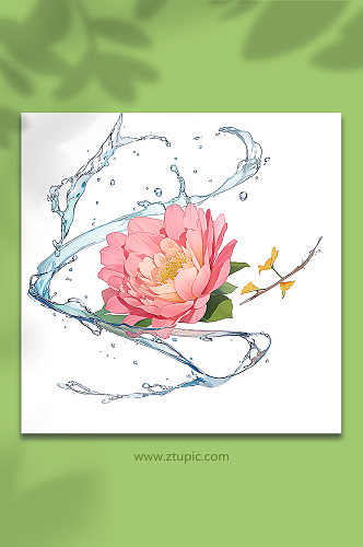 粉色创意柔性水出芙蓉花朵免抠素材39