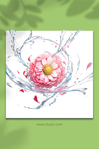 粉色创意柔性水出芙蓉花朵免抠素材41