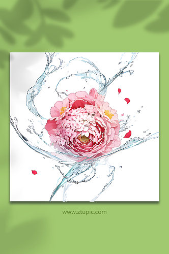 粉色创意柔性水出芙蓉花朵免抠素材42