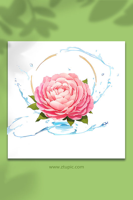 粉色创意柔性水出芙蓉花朵免抠素材51