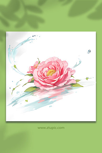 粉色创意柔性水出芙蓉花朵免抠素材61