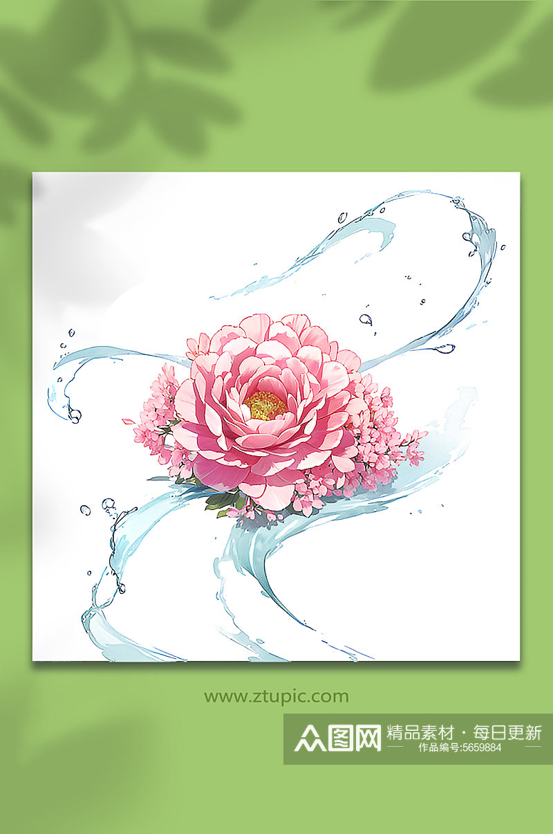 粉色创意柔性水出芙蓉花朵免抠素材64素材