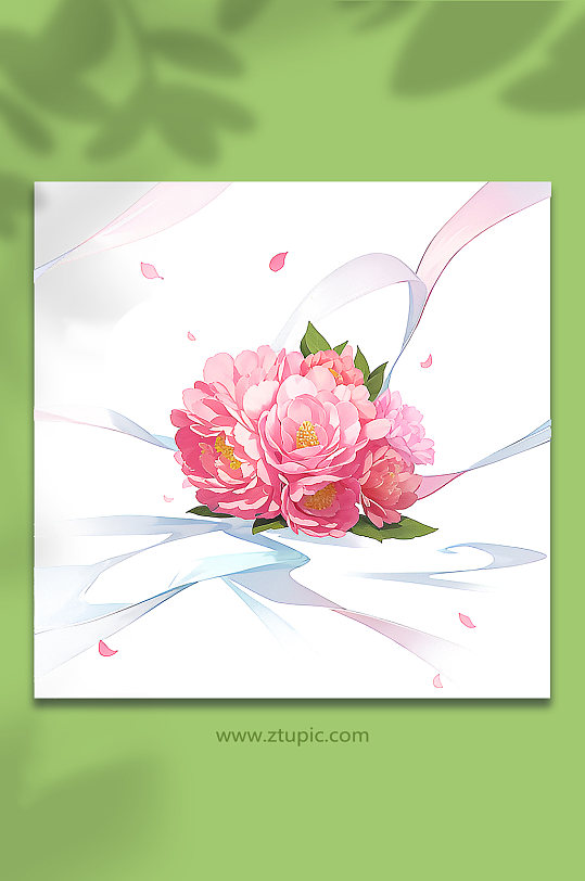 粉色创意柔性水出芙蓉花朵免抠素材79