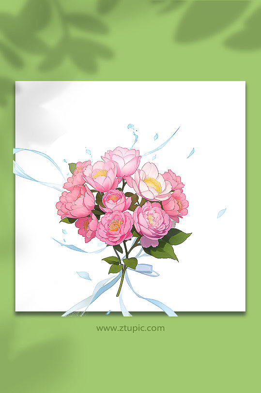 粉色唯美浪漫花朵花束免抠素材241