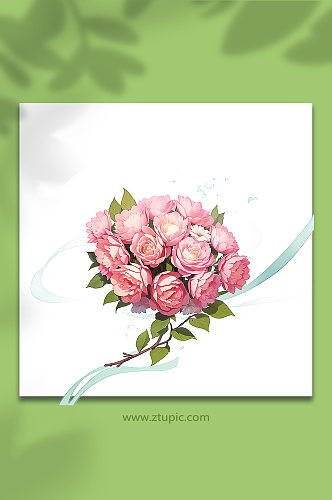 粉色唯美浪漫花朵花束免抠素材306