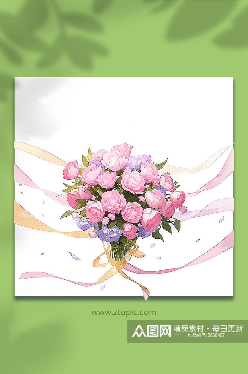粉色唯美浪漫花朵花束免抠素材315素材