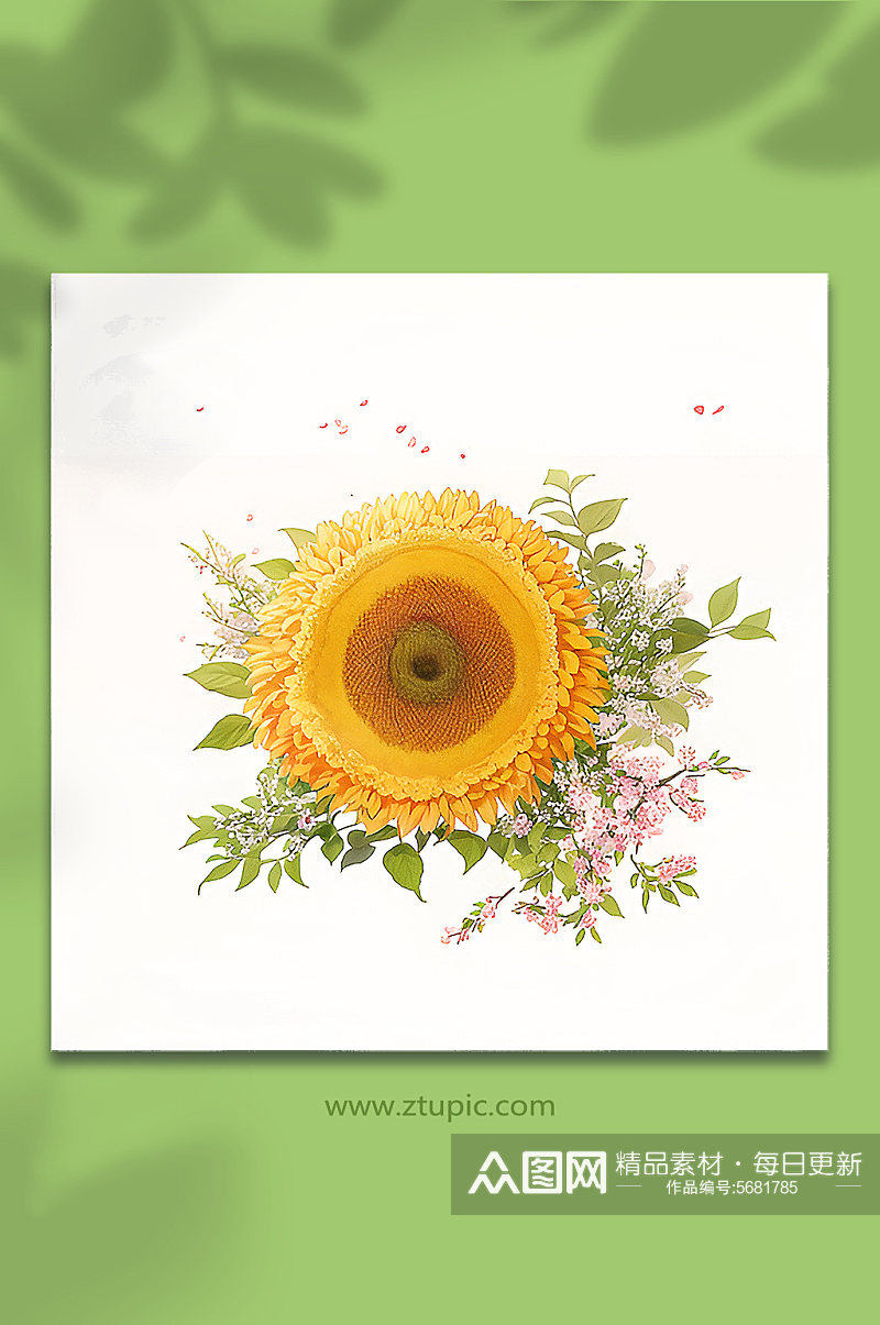 黄色手绘唯美向日葵组合花朵免抠素材518素材