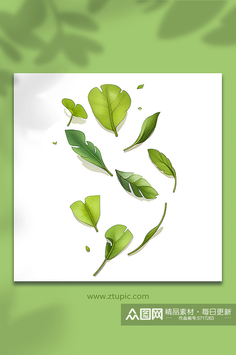 绿色唯美手绘树叶元素免抠素材93素材