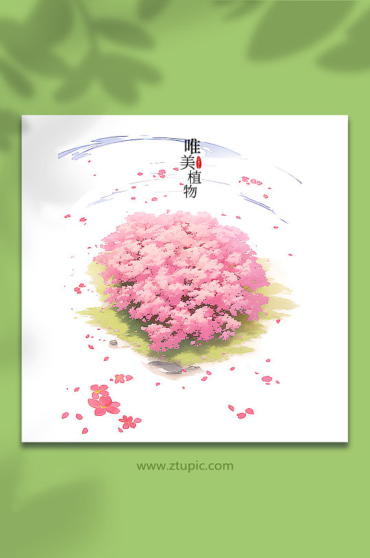粉色唯美创意概念手绘樱花树98