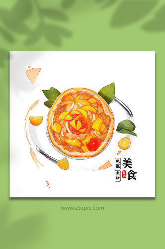 黄色橙色手绘美食果汁363