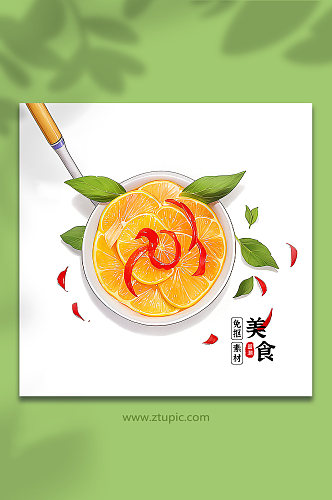 黄色橙色手绘美食果汁364