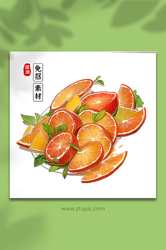 手绘橙子橘子素材20