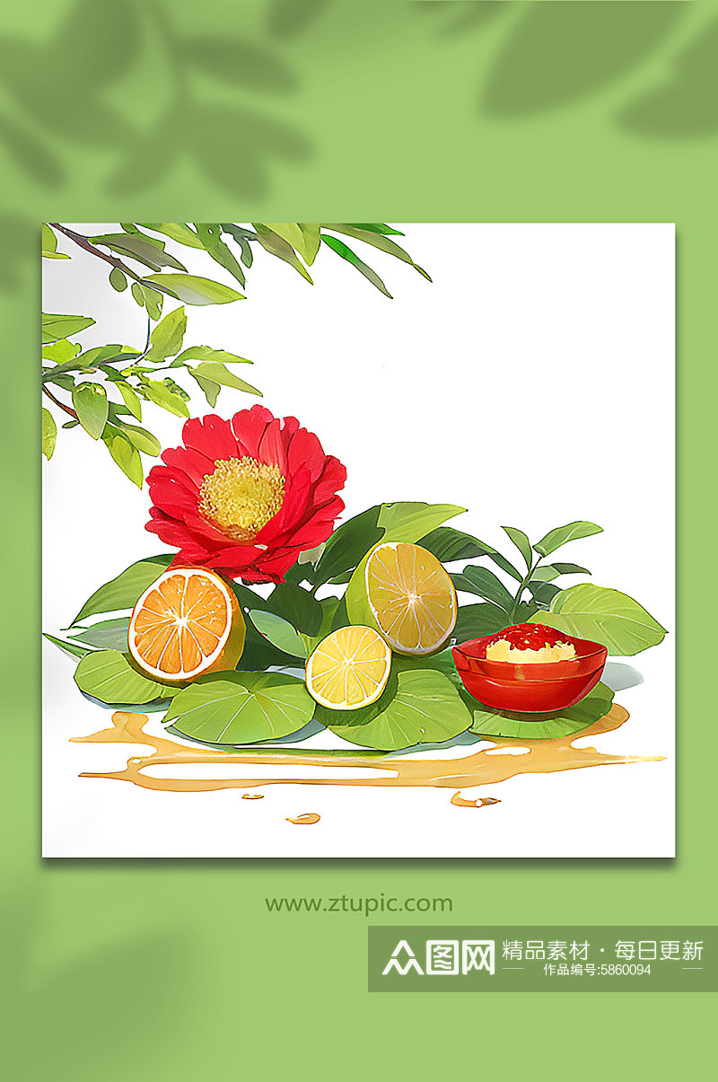 高清绘画柠檬水果元素素材