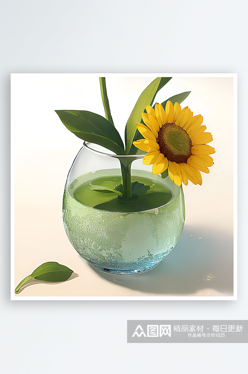 向日葵养花窗边室内植物可爱素材素材