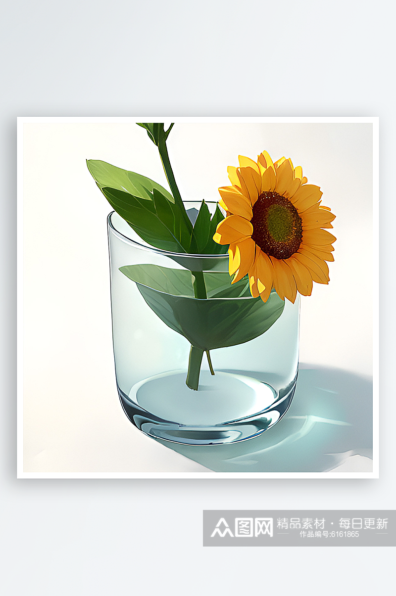 向日葵养花窗边室内植物可爱素材素材