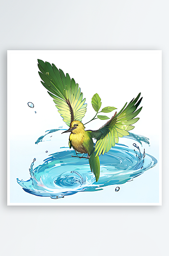 动物鸟概念水植物素材
