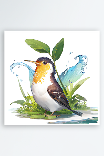 动物鸟概念水植物素材