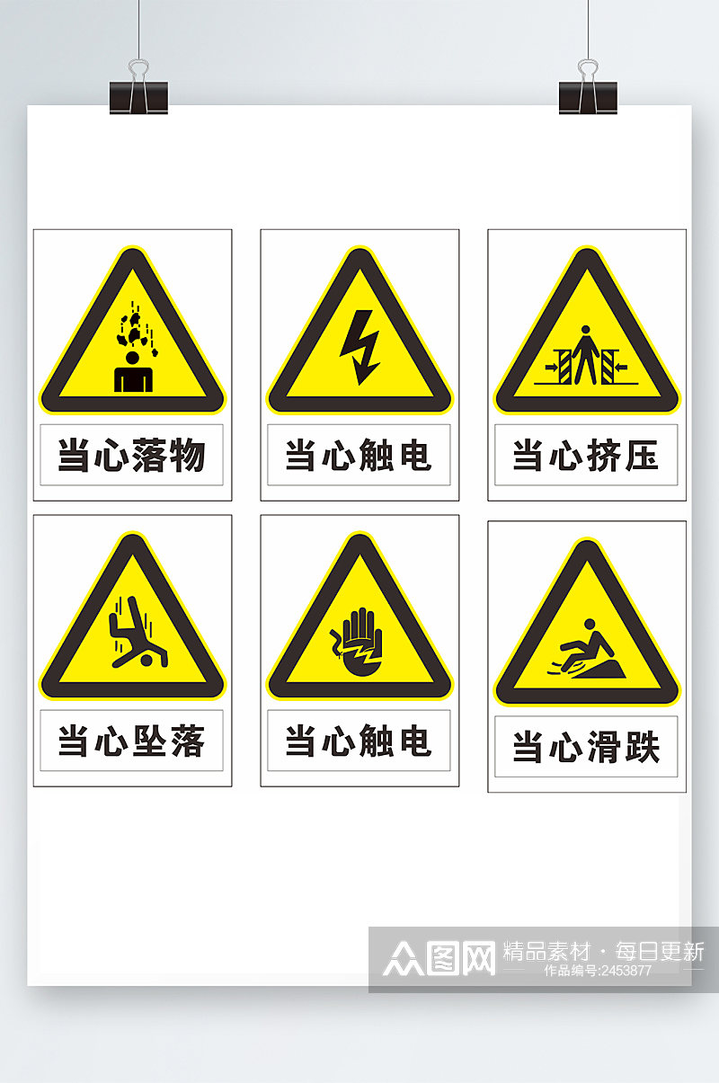 当心落物当心触电当心挤压素材