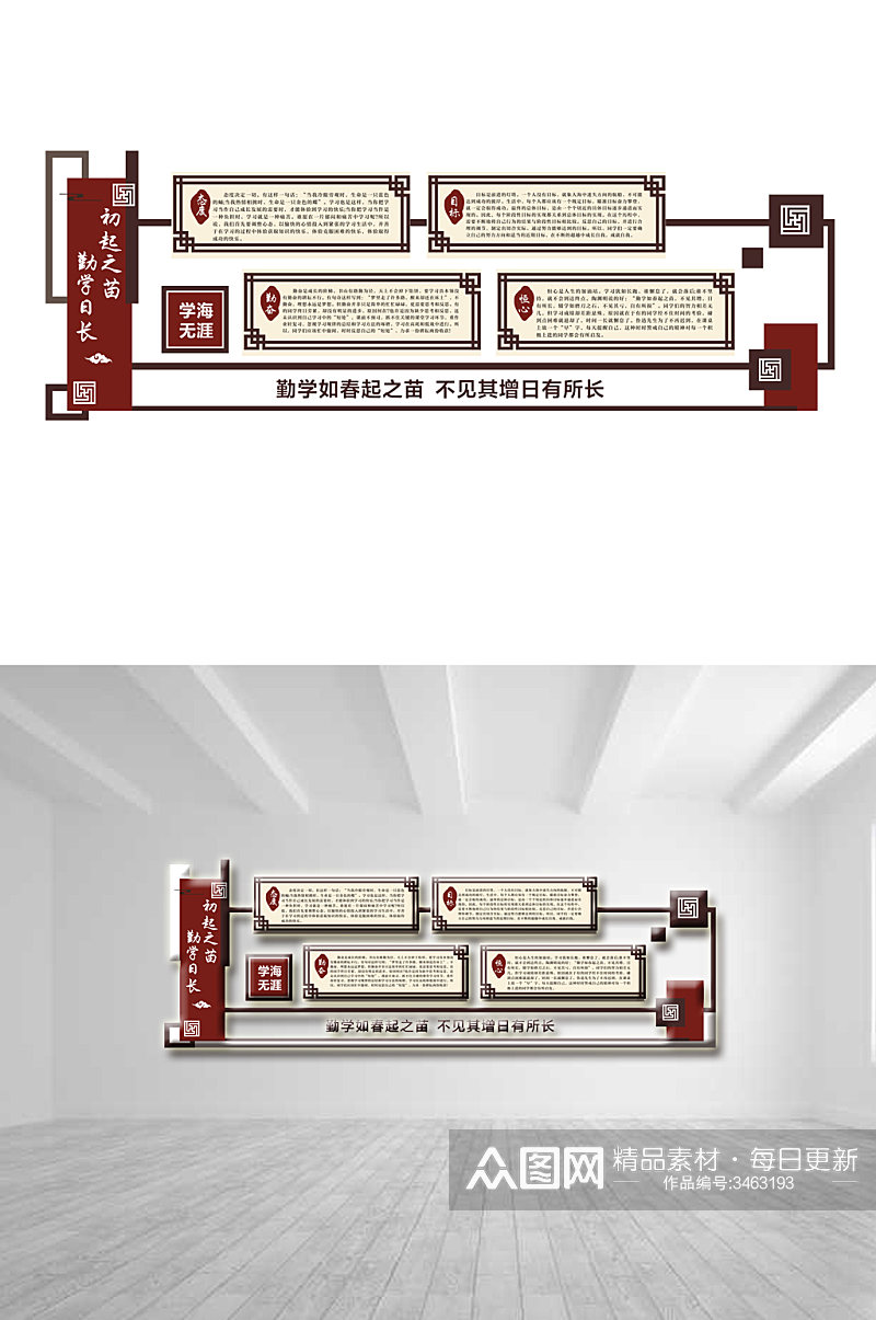 学校勤学文化墙设计素材