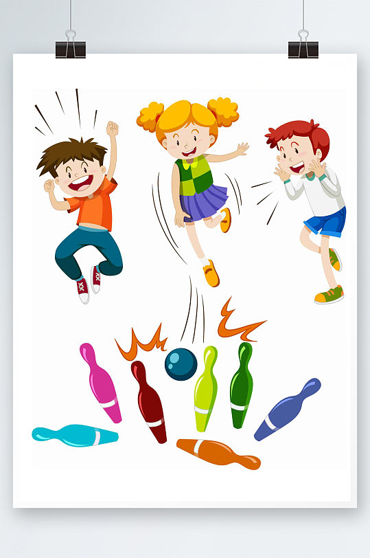 卡通儿童保龄球素材
