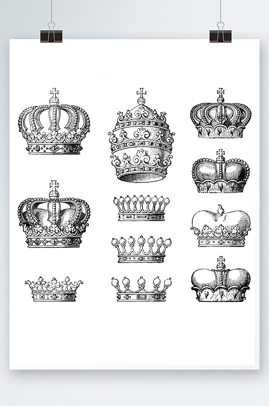 复古素描皇冠王冠