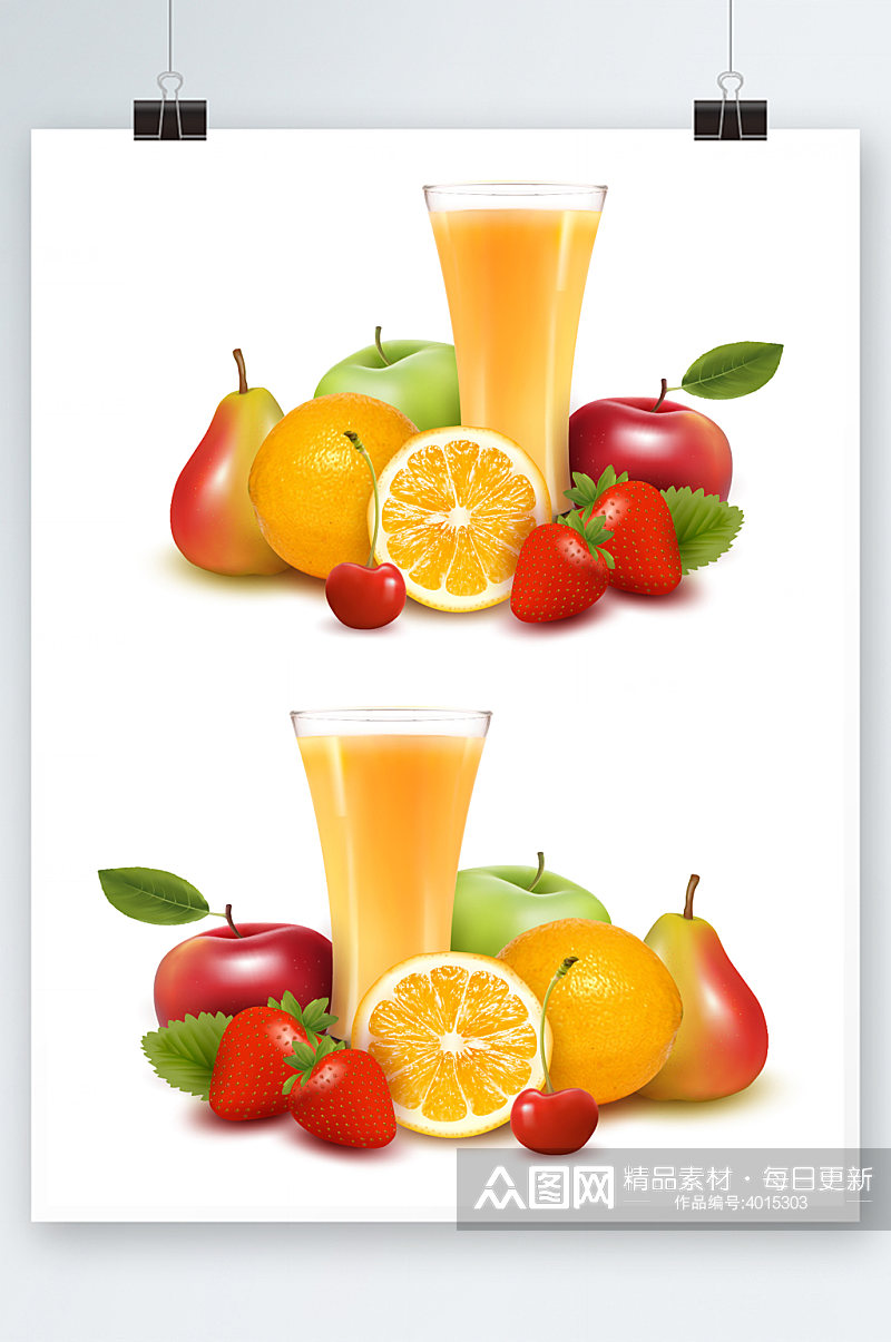 仿真水果和果汁橙汁素材