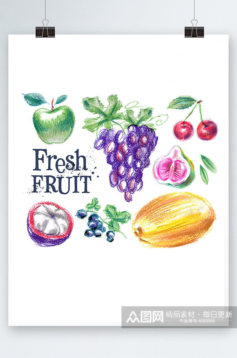 手绘彩绘新鲜水果素材