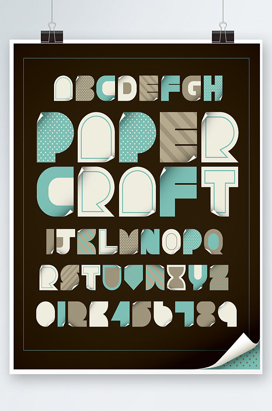 折纸字母艺术字矢量