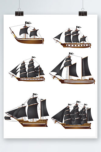 卡通矢量帆船设计