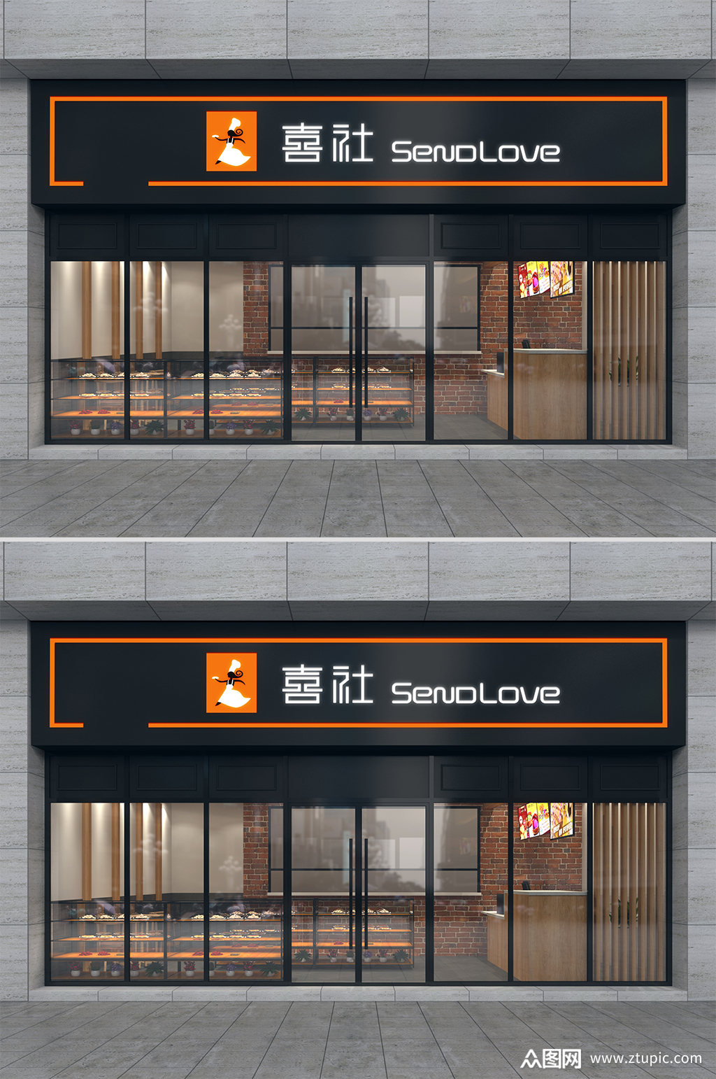 蛋糕甜品店门头黑色门头模板下载-编号2417532-众图网