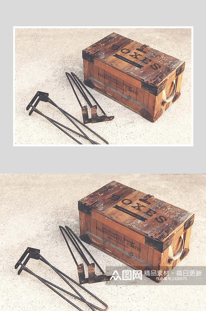 木质箱子印刷LOGO样机素材
