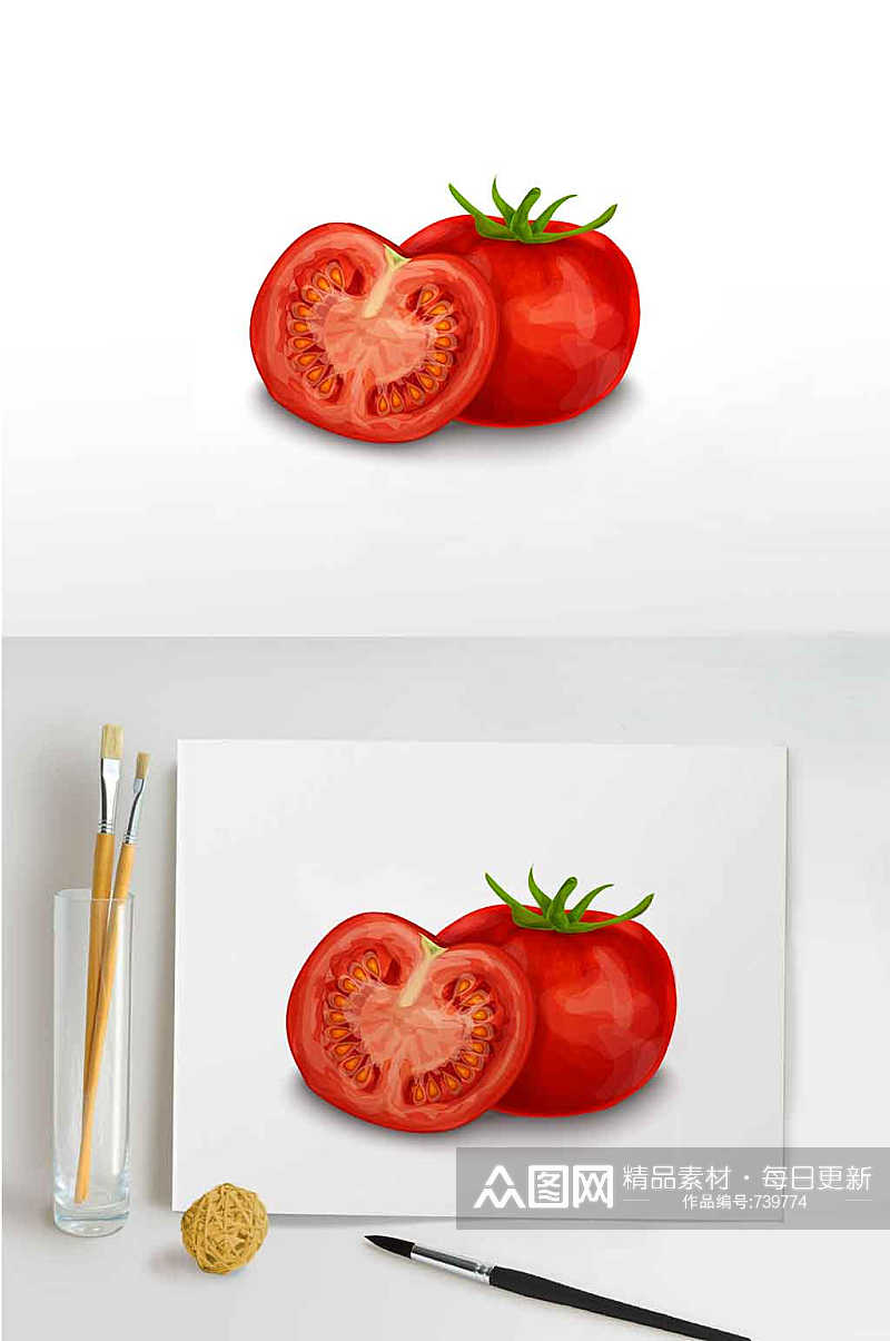 水果蔬菜西红柿矢量水彩插画可用素材