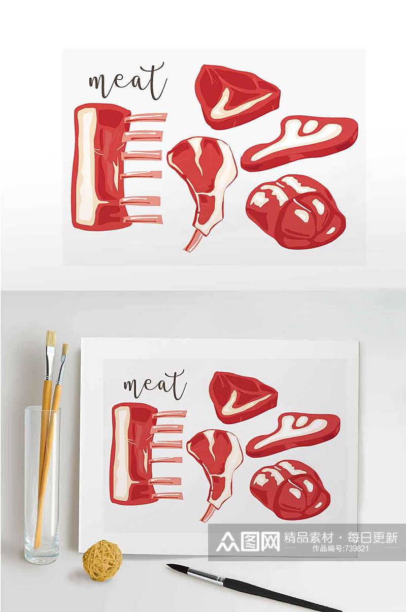 肉类矢量色块包装广告可用素材
