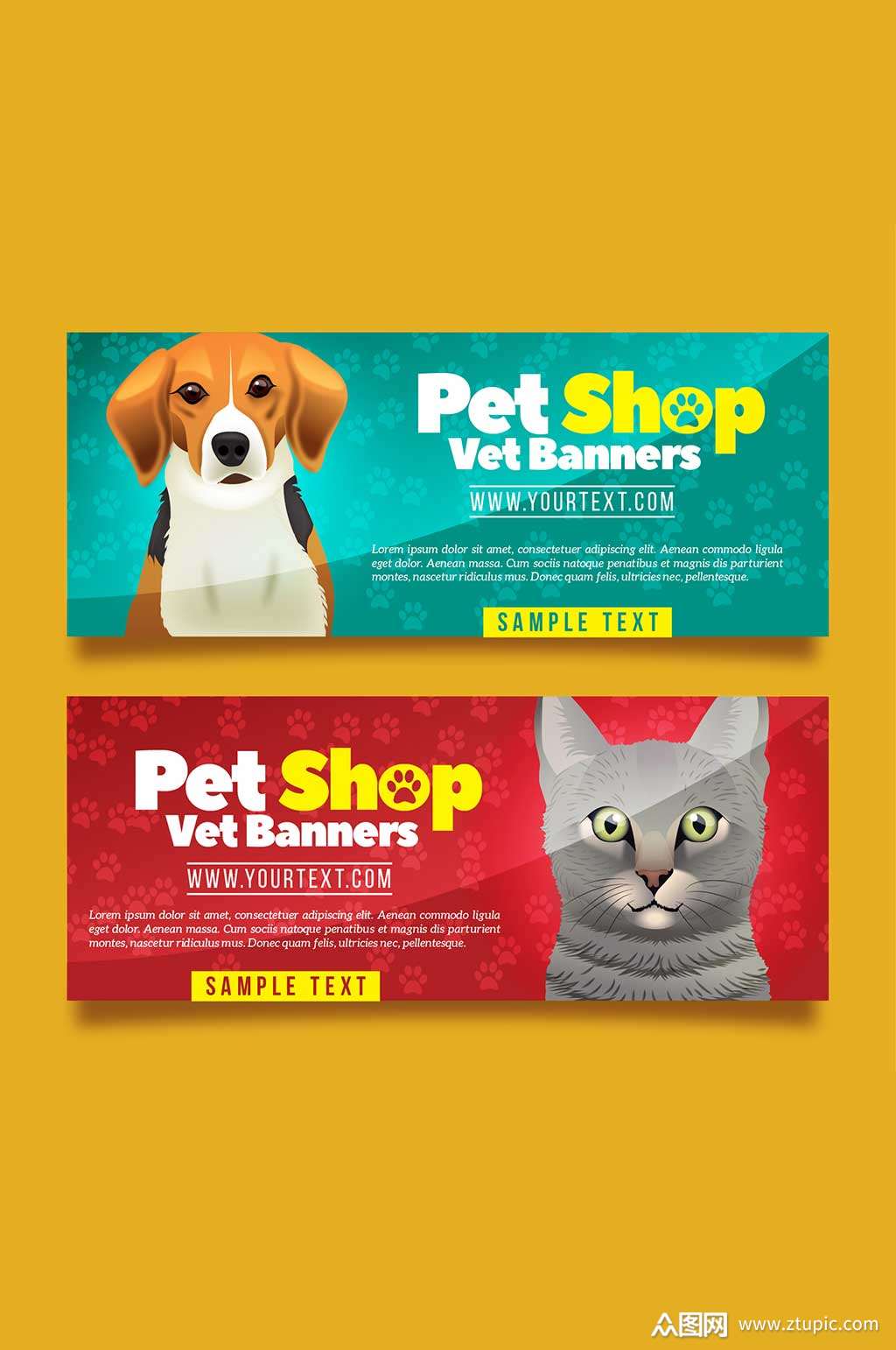 卡通猫狗小卡片海报优惠劵矢量图模板下载-编号752742-众图网