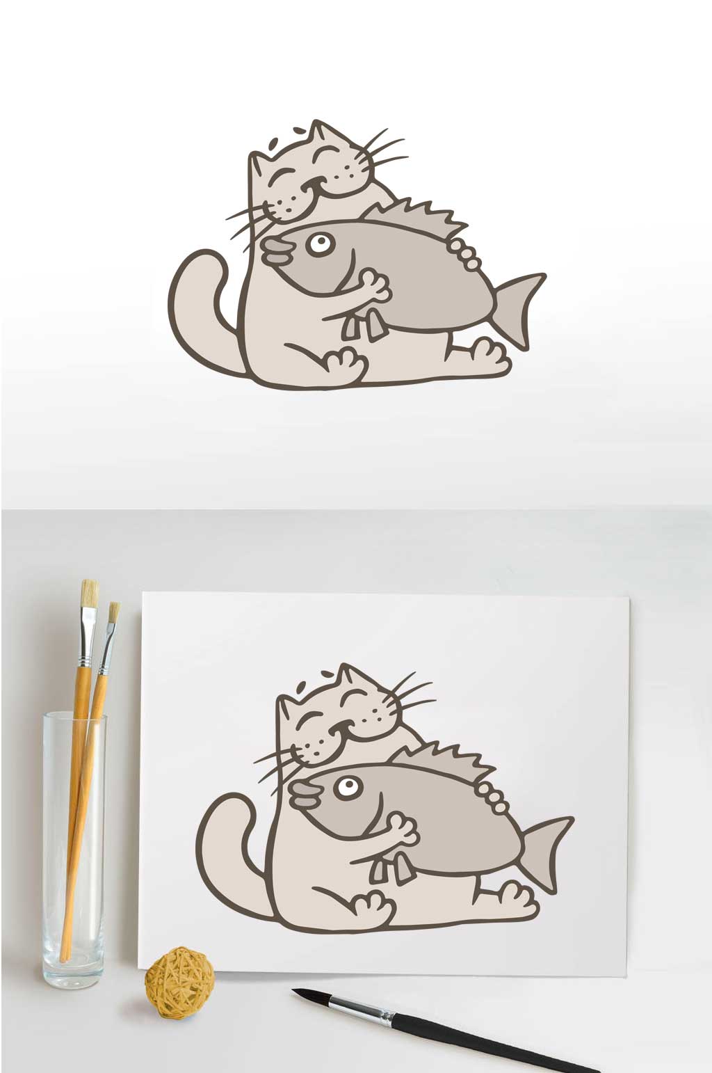 小猫吃鱼看图写话图片