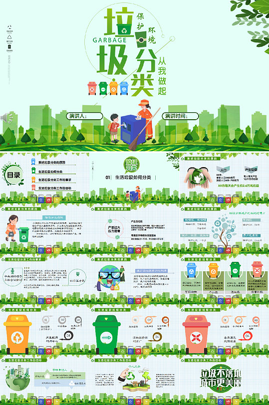 绿色城市垃圾分类PPT模板