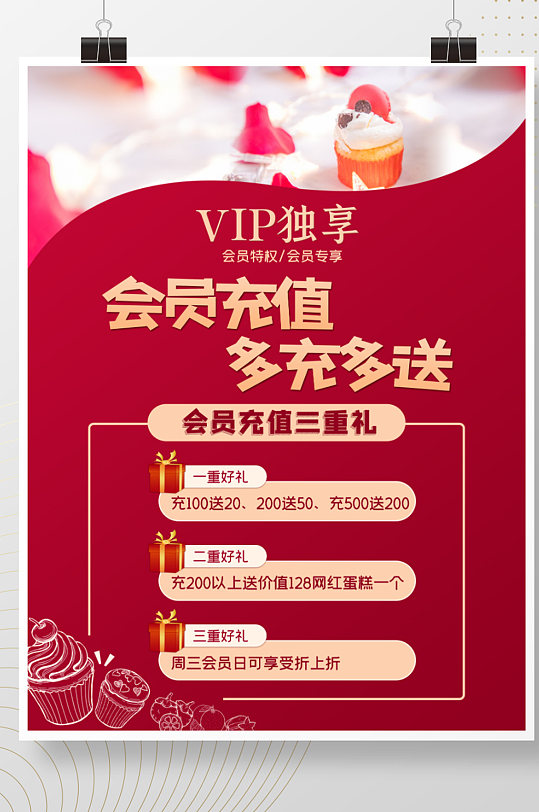 蛋糕充值海报vip会员充值海报