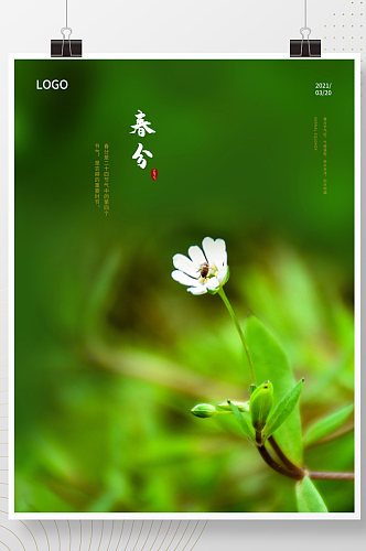 中式复古风二十四节气春分节气海报