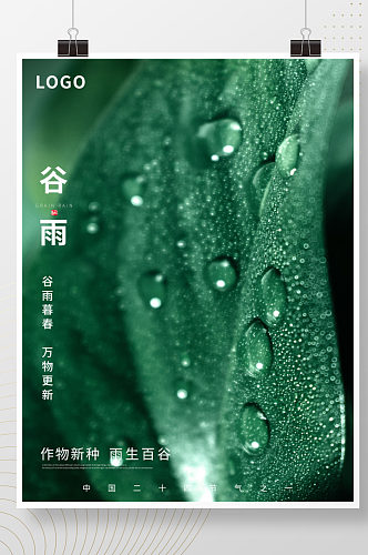 中国二十四节气谷雨宣传海报