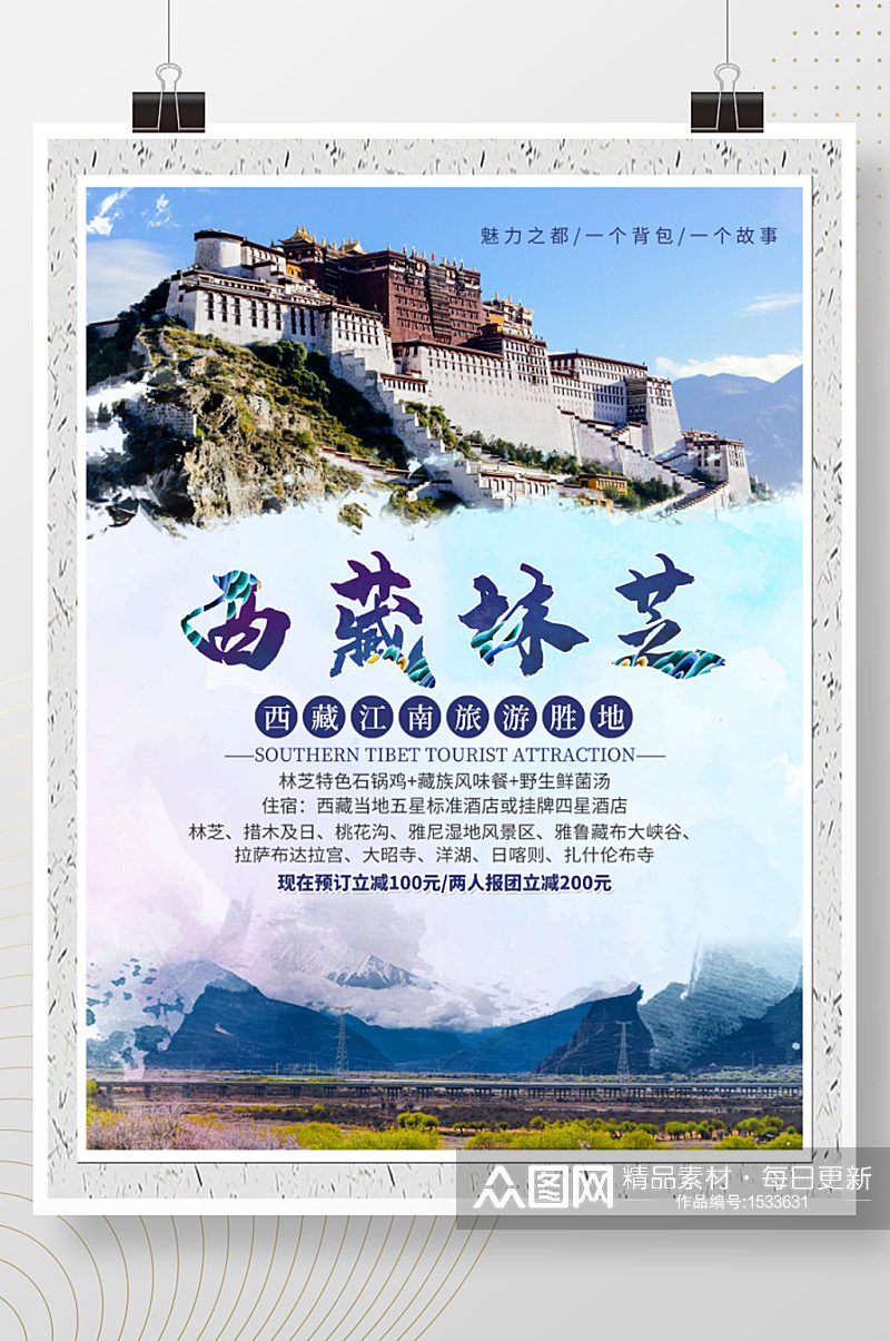 西藏林芝旅游海报素材