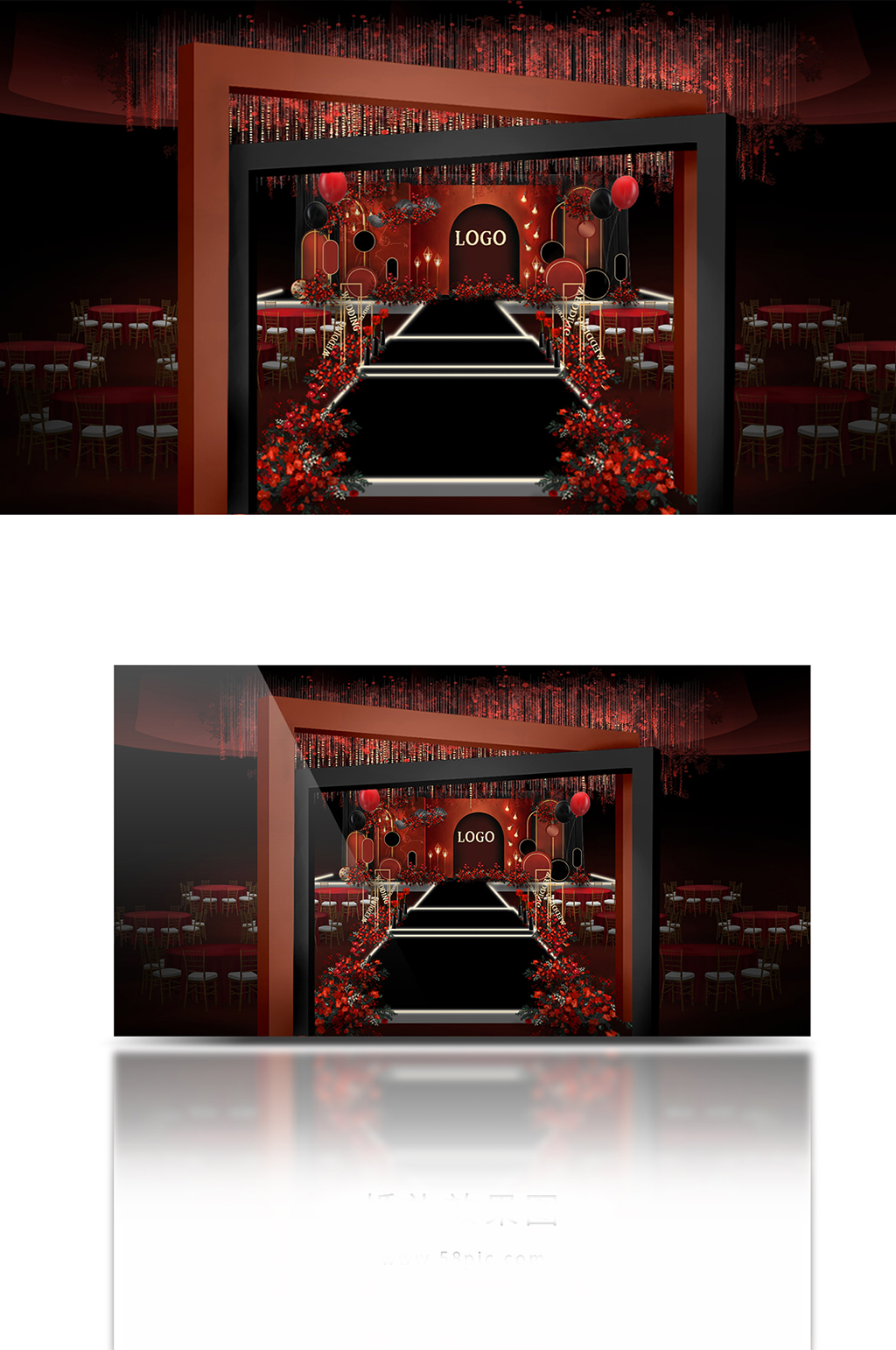 红金黑婚礼效果图素材