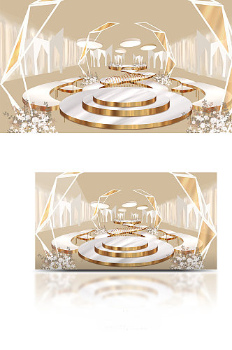 香槟金婚礼宴会厅设计效果图