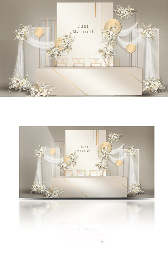 原创唯美香槟色婚礼效果图-众图网