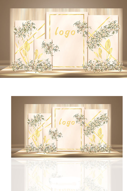 香槟色室内婚礼简约效果图-众图网