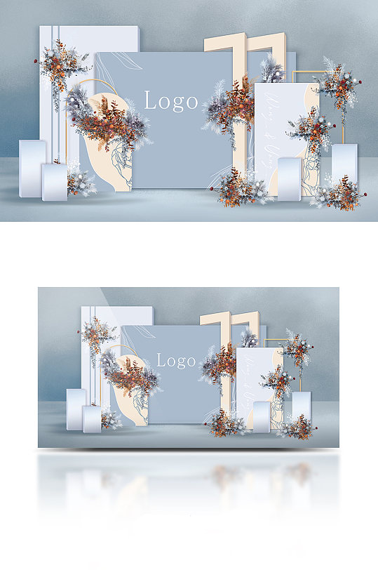 小清新雾霾蓝婚礼迎宾效果-众图网