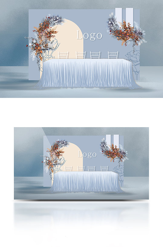 莫兰迪清新浪漫婚礼签到效果图-众图网