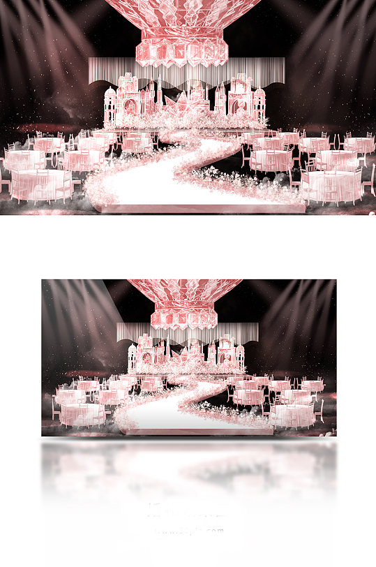 粉色系城堡婚礼公主日记婚礼效果图-众图网