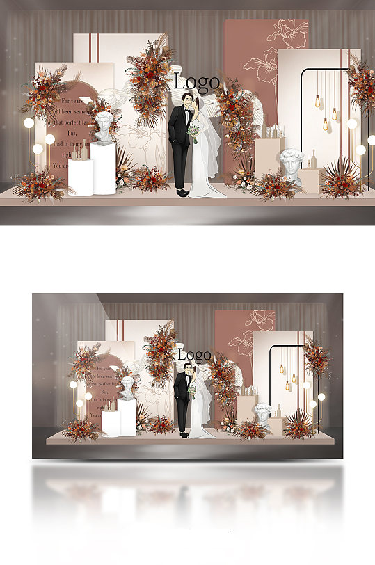 原创泰式极简风格婚礼迎宾效果图-众图网