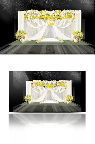 白黄色小清新婚礼效果图